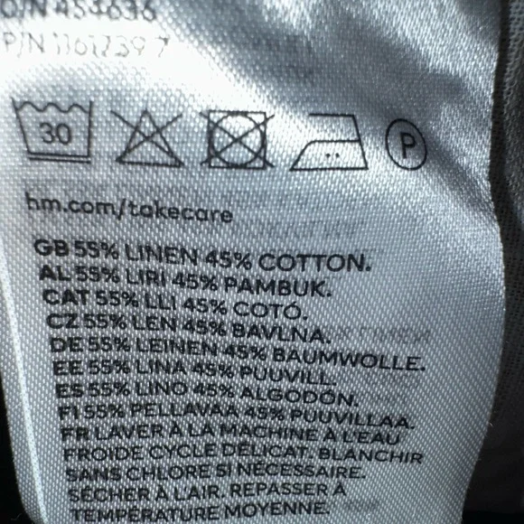 H&M Linen Black and Cream Sea Shell long sleeve Top - Picture 4 of 5